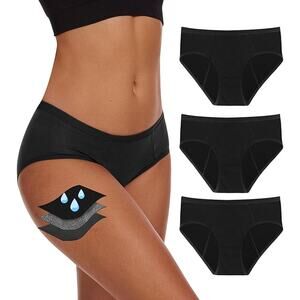 NWT ~ 3 Pack Women's Black Period Leak Proof Heavy Flow Hipster Underwear ~ XL